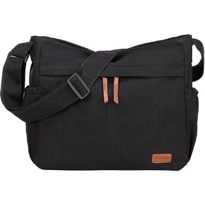 RAVUO Canvas Messenger Bag, Large Hobo Crossbody Tote for Women Men Lightweight Shoulder Purse w Multiple Pockets