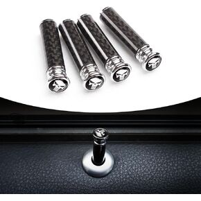 Pack-4 Car Carbon Fiber Door Lock Bolt Pin, 1.45" x 0.39" Skull Personalized Decorative Interior Door Lock Bolt Pin Knob Stick Set, Door Handle Knob Cover, Universal for Cars Trucks (Black)