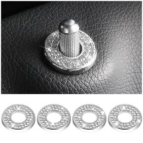 4PCS Car Door Lock Cover, Bling Inner Car Door Lock Stickers, Rhinestones Pull Rod Bolt Decorations for Women Girls, Universal Interior Decorations for Vehicle Door Lock Pull Rod Bolt