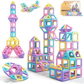 Rurvale Toddler Girl Toys, Magnetic Tiles Basic Set, Birthday Gifts Ideas for Girls Age 3-5, Magnetic Building Blocks, Magnet STEM Montessori Toddler Kids Toys Gifts for 3 4 5 6 7 Year Old Girls