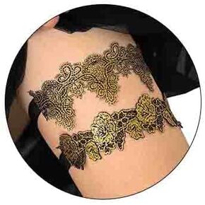 مجموعة رباط دانتيل مثيرة من فورميري، رباط حفلات أسود للنساء، خاتم ساق كروشيه ذهبي لحفلات الزفاف للعروس ووصيفات العروس (قطعتان)... in Kuwait