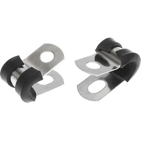 X AUTOHAUX 10pcs 11mm 7/16 Inch R Shape Automotive 304 Stainless Steel Cable Clamp Rubber Cushioned Metal Clamp Fastener for Tube Pipe Wire Installation