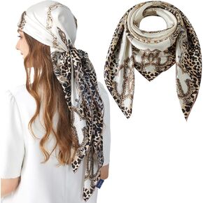 43" Large Square Silk Head Scarf Stain Bandanas for Women 100% Silk Scarf for Hair Wrapping at Night
