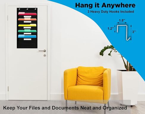 – 5 Pocket Chart Wall Hanging Folder Organizer with 3 Hooks and Name Tag Label Slots – Hanging File Organizer for Classroom Organization, Office Organizer – Polyester Hanging Organizer in Saudi Arabia