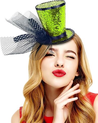 Pea Green Mini Top Hat Headband Leprechaun Hat Headband Saint Patty's Day Accessories for Women Girls Costume St. Patrick's Day in Kuwait