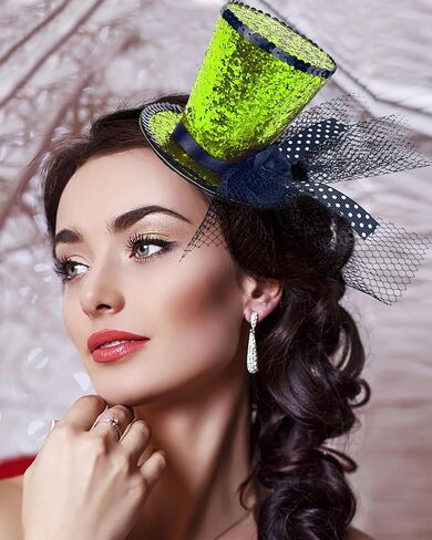 Pea Green Mini Top Hat Headband Leprechaun Hat Headband Saint Patty's Day Accessories for Women Girls Costume St. Patrick's Day in Kuwait