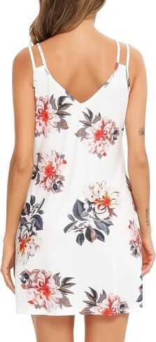 Women's Nightgown Print Nightshirt Tank Sleep Dress Plus Size Sleepwear With Pockets S-3XL in Kuwait