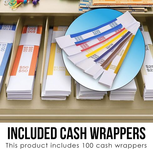 منظم أغلفة النقود من Nadex ذو طبقتين - حامل حزام فاتورة العملة المكون من 6 أقسام مع صينية المرافق - يتضمن 100 غلاف نقدي (بيج) in Kuwait