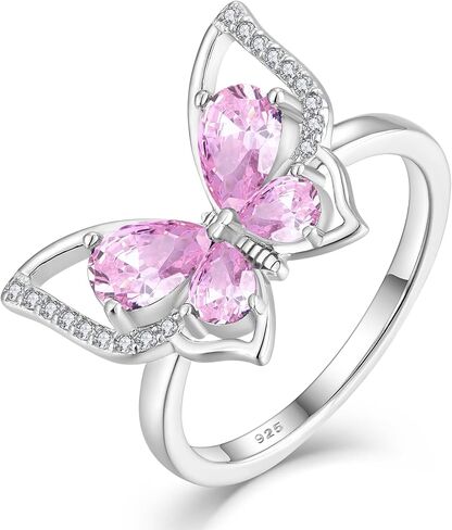 YL Butterfly Rings 925 Sterling Silver Simple Ring Birthstone Statement Rings for Women in Kuwait