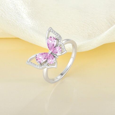 YL Butterfly Rings 925 Sterling Silver Simple Ring Birthstone Statement Rings for Women in Kuwait
