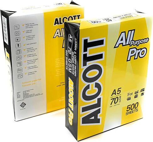 Alcott A5 Printer Copy Paper - (8.3"x 5.83") - 500 Sheets (70 GSM - 18lb) in Kuwait