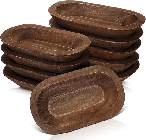 10 Pack Wooden Dough Bowls Bulk Rustic Dough Bowls Hand Carved Wood Bowl Dining Room Paulownia Bowls for DIY Home Crafts Making Farmhouse Fruits Supplies Decoration in Saudi Arabia