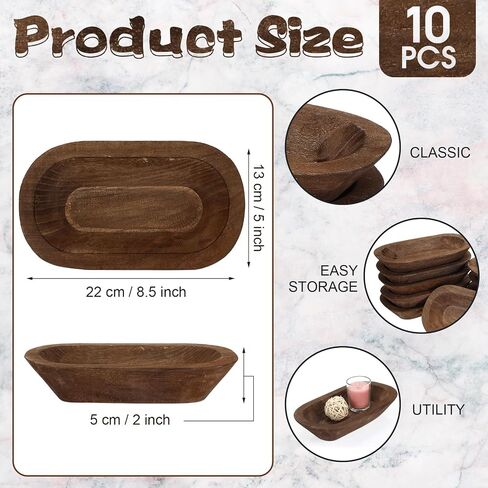 10 Pack Wooden Dough Bowls Bulk Rustic Dough Bowls Hand Carved Wood Bowl Dining Room Paulownia Bowls for DIY Home Crafts Making Farmhouse Fruits Supplies Decoration in Saudi Arabia