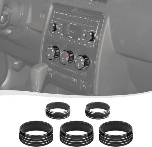 Voodonala for Dodge Challenger 2009-2014 SXT SE R/T SRT8 Center Console Audio CD Control Switch Cover Compatible with Dodge Challenger 2009-2014(5Pcs,Aluminum Alloy,Black) in Saudi Arabia