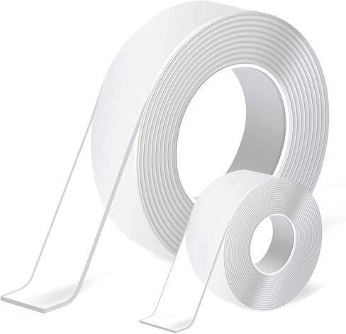 Double Sided Tape Heavy Duty, Adhesive Mounting Picture Hanging Strips Adhesive DIY Nano Tape,Clear Removable Wall Sticky Tape,2Rolls(0.6" wide,23 Feet Total) in Saudi Arabia