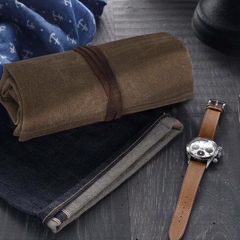 Travel Watch Roll Organizer with 6 Slots Handmade Watch Travel Case Roll-up Watch Organizer Storage Box Jewelry Roll Watch Travel Pouch Waxed Canvas Easy Carry On Watchlover Storage Gift for Men in Saudi Arabia