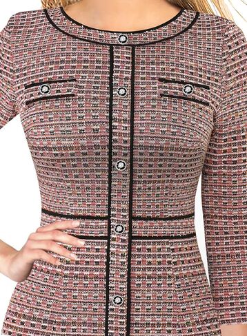 VFSHOW Womens Buttons Patchwork Work Business Office Party Bodycon Pencil Sheath Dress in Saudi Arabia