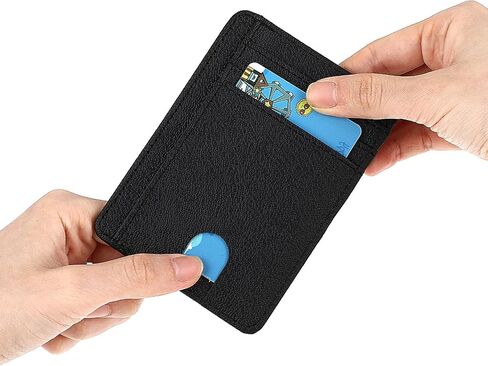 Cartera Hombre Rfid Blocking Tested Wallet Slim Minimalist Front Pocket Card Holder Imitation Degaussing Leather Wallets Holds Credit Bags CardCases Simple Fiber Texture For Men Women (Black) in Saudi Arabia
