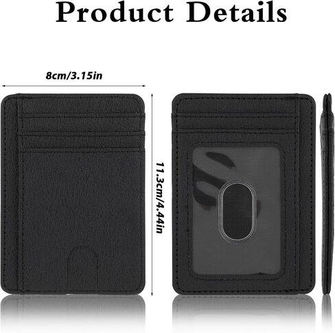 Cartera Hombre Rfid Blocking Tested Wallet Slim Minimalist Front Pocket Card Holder Imitation Degaussing Leather Wallets Holds Credit Bags CardCases Simple Fiber Texture For Men Women (Black) in Saudi Arabia