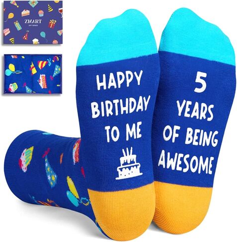 Zmart 5th Birthday Gifts for Boys - Socks for Toddlers 5t, Presents for 5 Year Olds, 5 Year Old Boy Girl Gift Ideas, Blue in Saudi Arabia