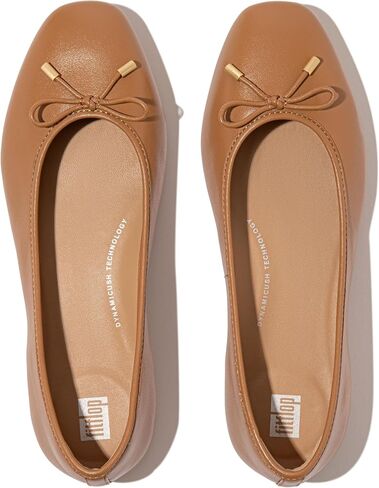 حذاء باليه نسائي مسطح من الجلد الناعم من FitFlop Delicato Bow in Kuwait