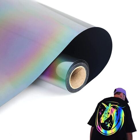 FUNKAKA Reflective Heat Transfer Vinyl Light Gray HTV Roll, 12" x 10ft in Kuwait