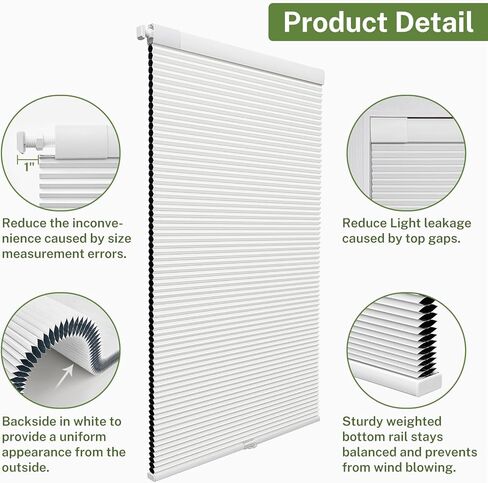لا توجد ظلال خلوية لاسلكية متطابقة الألوان ولا توجد أدوات، ستائر خلوية، ستائر وظلال بتصميم قرص العسل لمكتب غرفة النوافذ (أبيض معتم، 34 بوصة عرض × 48 بوصة ارتفاع) in Kuwait