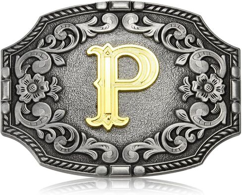 Western Initial Letters Belt Buckle ABCDEFG to Z Silver Cowboy Rodeo Belt Buckle for Men Women Cowboy Cowgirl in Saudi Arabia