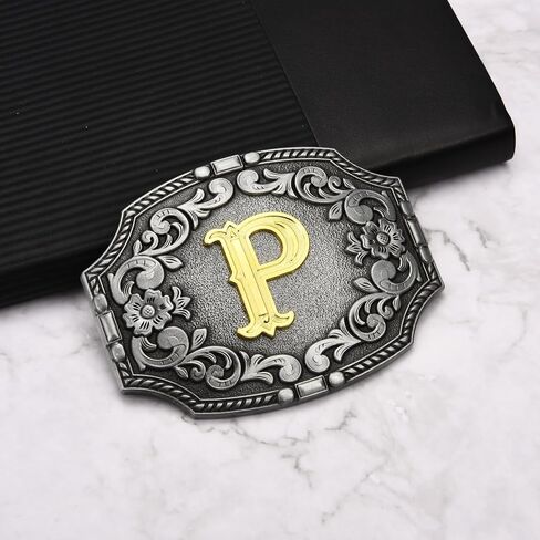 Western Initial Letters Belt Buckle ABCDEFG to Z Silver Cowboy Rodeo Belt Buckle for Men Women Cowboy Cowgirl in Saudi Arabia