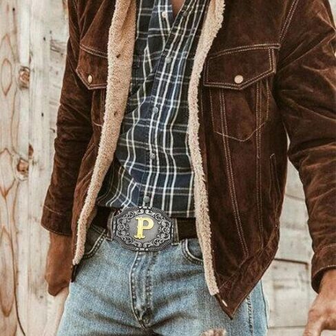 Western Initial Letters Belt Buckle ABCDEFG to Z Silver Cowboy Rodeo Belt Buckle for Men Women Cowboy Cowgirl in Saudi Arabia