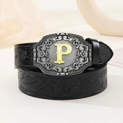 Western Initial Letters Belt Buckle ABCDEFG to Z Silver Cowboy Rodeo Belt Buckle for Men Women Cowboy Cowgirl in Saudi Arabia