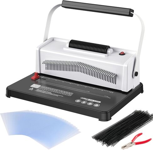 Spiral Coil Binding Machine, Homeschool Manual 46 Hole Puncher Spiral Binder with Electric Coil Inserter, Professional & Customizable Binding for Book Press, Paper, Binder Book, Notebook, White in Saudi Arabia