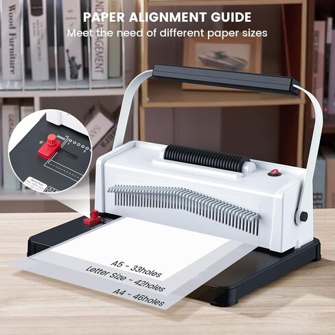 Spiral Coil Binding Machine, Homeschool Manual 46 Hole Puncher Spiral Binder with Electric Coil Inserter, Professional & Customizable Binding for Book Press, Paper, Binder Book, Notebook, White in Saudi Arabia