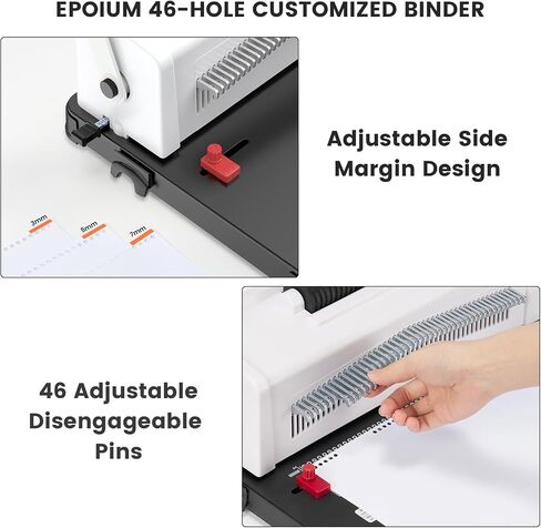 Spiral Coil Binding Machine, Homeschool Manual 46 Hole Puncher Spiral Binder with Electric Coil Inserter, Professional & Customizable Binding for Book Press, Paper, Binder Book, Notebook, White in Saudi Arabia