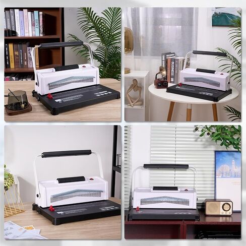 Spiral Coil Binding Machine, Homeschool Manual 46 Hole Puncher Spiral Binder with Electric Coil Inserter, Professional & Customizable Binding for Book Press, Paper, Binder Book, Notebook, White in Saudi Arabia