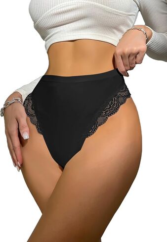 Milumia Women Sexy Lace Panties Underwear High Waisted Thongs French Cut Bikinis in Kuwait