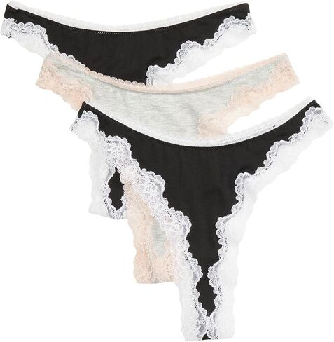 Honeydew Intiments Elle Thong 3-Pack أسود/رمادي منقط/أسود LG in Kuwait