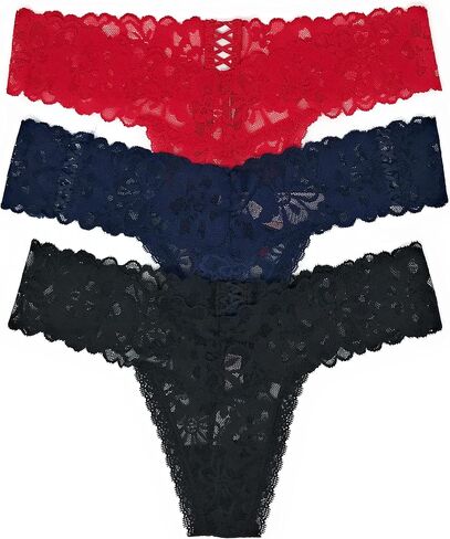 Victoria's Secret womens The Lacie Thong Panty Set of 3 Medium Red Cross / Ensign Cross / Black Cross in Saudi Arabia