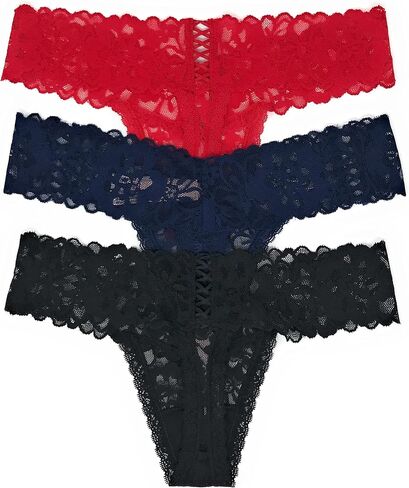 Victoria's Secret womens The Lacie Thong Panty Set of 3 Medium Red Cross / Ensign Cross / Black Cross in Saudi Arabia