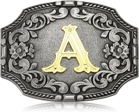 مشبك حزام الحروف الأولية الغربية ABCDEFG إلى Z فضي كاوبوي روديو حزام مشبك للرجال والنساء رعاة البقر وراعية البقر in Kuwait