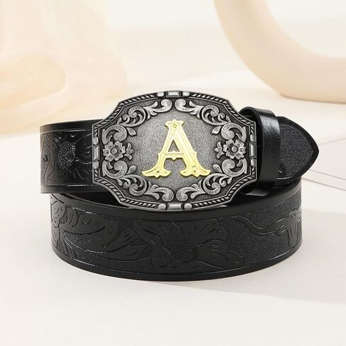 مشبك حزام الحروف الأولية الغربية ABCDEFG إلى Z فضي كاوبوي روديو حزام مشبك للرجال والنساء رعاة البقر وراعية البقر in Kuwait