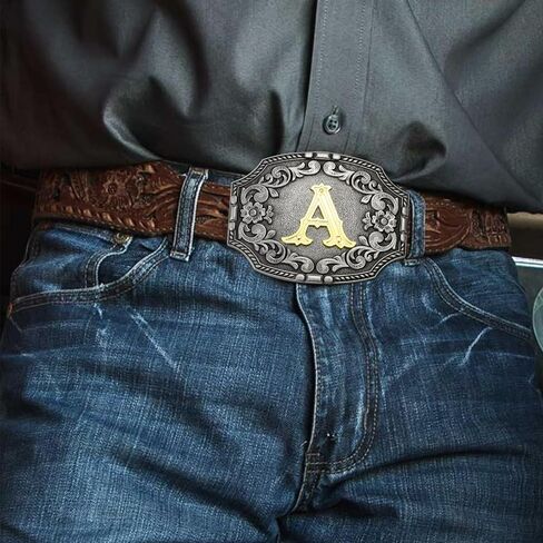 مشبك حزام الحروف الأولية الغربية ABCDEFG إلى Z فضي كاوبوي روديو حزام مشبك للرجال والنساء رعاة البقر وراعية البقر in Kuwait