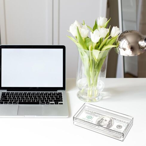 2 PCS Clear Acrylic Cash Box, Acrylic Money Storage Box Holder Organizer for Cash, Cash Organizer, Single Row Currency Cash Tray Storage Box Holder Organizer for Money in Saudi Arabia