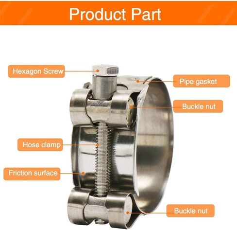 Exhaust Clamp Stainless Steel Exhaust Band Clamp Replacement for Motorcycle Water Hose Car Automotive Replacement Exhaust Clamps (48-51mm) in Saudi Arabia