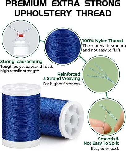 330 Yards FIVEIZERO Extra Strong Upholstery Thread,Black Bonded Nylon Thread for Denim Leather,Craft,Machine,DIY and Home (2 Pack) CJ in Kuwait