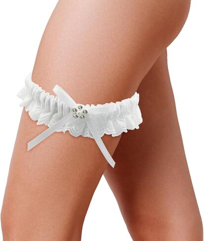 العروس الزفاف الرباط الأبيض تقليم حجر الراين الأربطة للعروس الدانتيل الأزهار الأربطة Bowknot تمتد الساق الرباط مجموعة اكسسوارات الزفاف للنساء الفتيات D2-LSDWD in Saudi Arabia