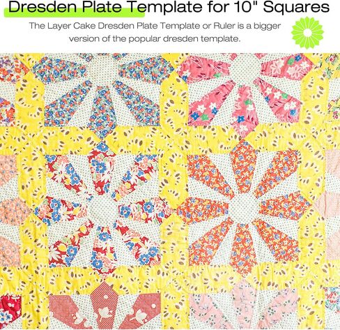5 Pcs Acrylic Quilting Template Ruler 10 Inch Dresden Plate Template for Quilting Blanket Making Clothing Craft DIY(Yellow Green) in Saudi Arabia