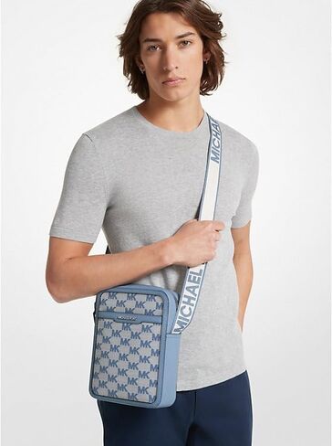 Michael Kors Cooper Logo Jacquard Flight Bag (Denim Blue) in Saudi Arabia