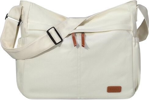 RAVUO Canvas Messenger Bag, Large Hobo Crossbody Tote for Women Men Lightweight Shoulder Purse w Multiple Pockets in Kuwait