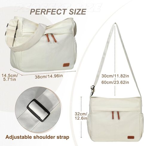 RAVUO Canvas Messenger Bag, Large Hobo Crossbody Tote for Women Men Lightweight Shoulder Purse w Multiple Pockets in Kuwait